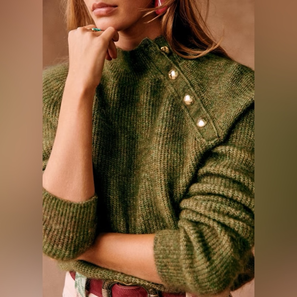 Sezane Trudy Jumper—Olive Green—Small - Picture 2 of 8